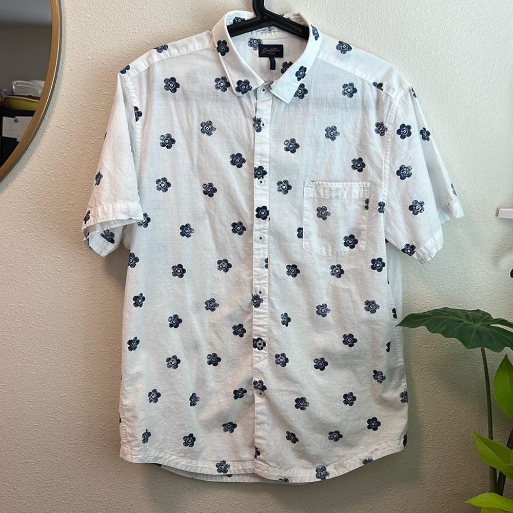 White and blue floral Goodman brand shirt